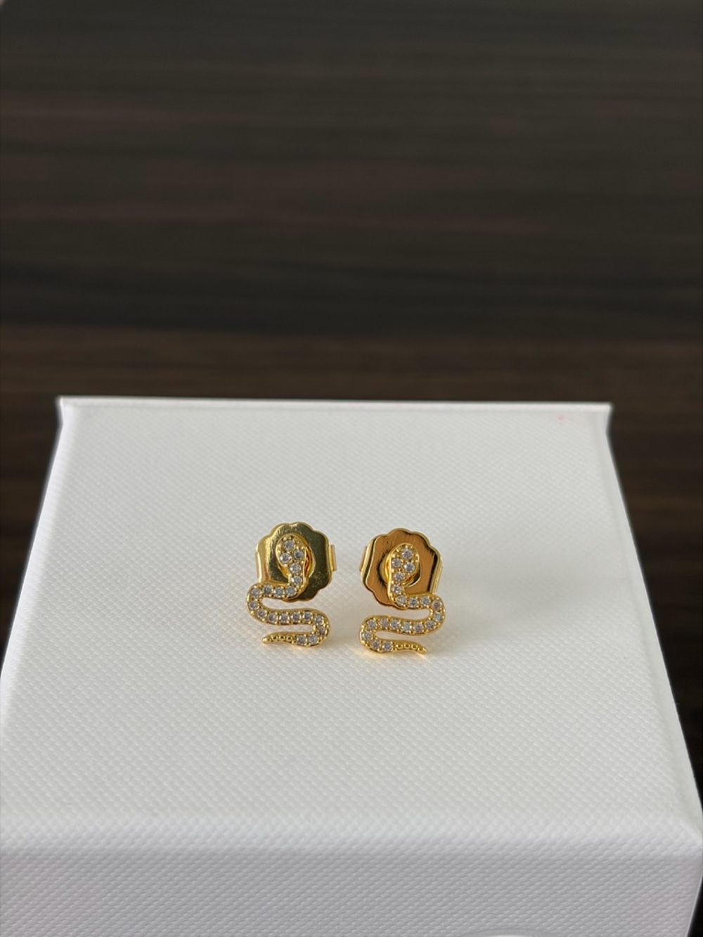 Snake Gold Tone Stud Earrings